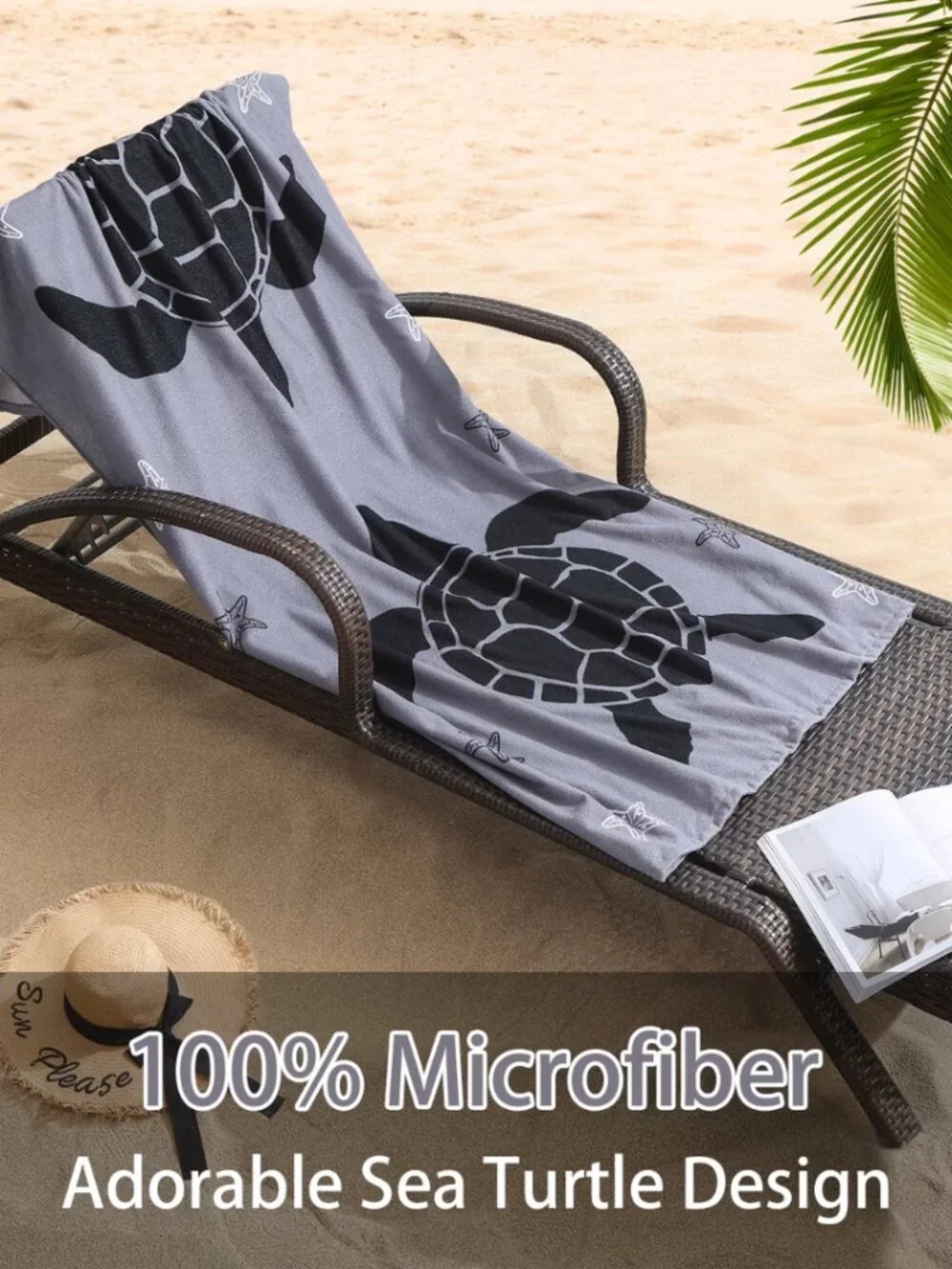 Jessy Home Sea Turtle Beach Towels 4-Pack - Oversized Microfiber Set, 100x180 cm
